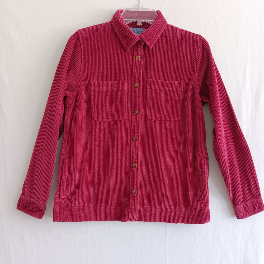 LL Bean Corduroy Shirt Womens XS Wine Shacket Long Sleeve Cotton Button Down
